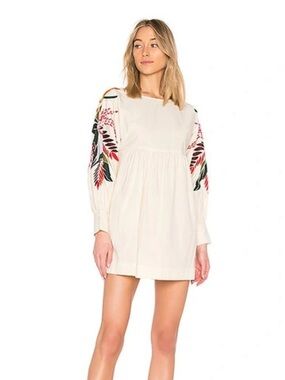NWT Free People Mini Obsessions Embroidered Dress - Ivory - Small - Minor Flaw